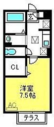 マーサ・クレスト3 1Kの間取図画像