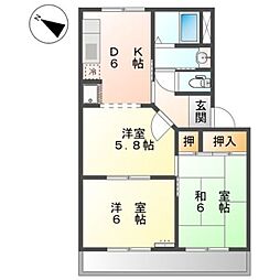ルミナス田口 3DKの間取図画像