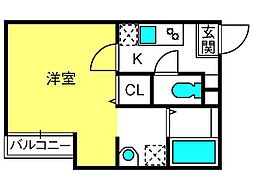 BELEZA七里 1Kの間取図画像