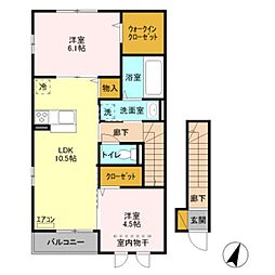 ローズハウス 2LDKの間取図画像
