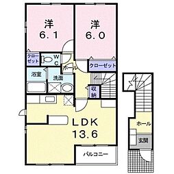 プリムローズINA 2LDKの間取図画像