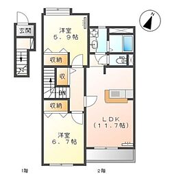 グランチェスタ 2LDKの間取図画像