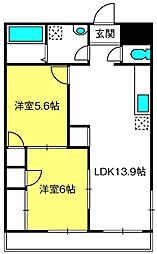 フローテラス 2LDKの間取図画像