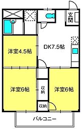 ヨシダハイツ 3DKの間取図画像