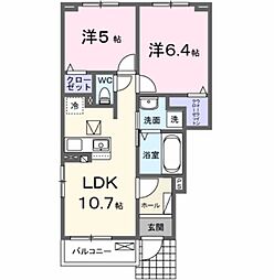 プリモ 2LDKの間取図画像