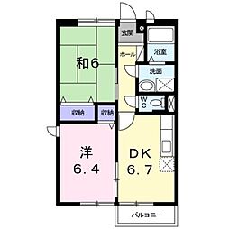 ラフォーレ花壱番館 2DKの間取図画像