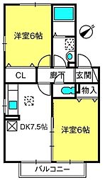 パティオリラ 2DKの間取図画像