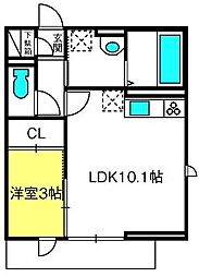 シャルムB 1LDKの間取図画像