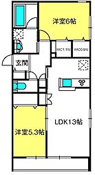 MAISON ASUKA III 2LDKの間取図画像