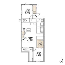 レザンテラス 2LDKの間取図画像