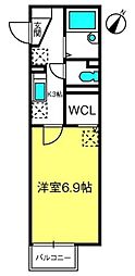 メゾンベール 1Kの間取図画像