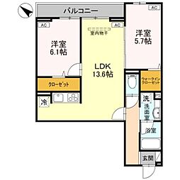 さいたま市見沼区東大宮7丁目アパート 2LDKの間取図画像
