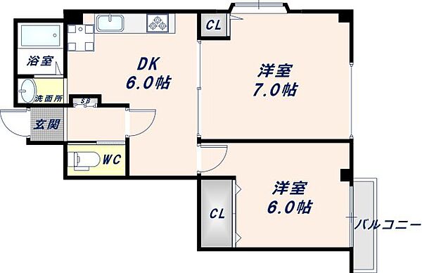 サンフィールド 502｜大阪府大阪市東成区中本3丁目(賃貸マンション2DK・5階・45.00㎡)の写真 その2