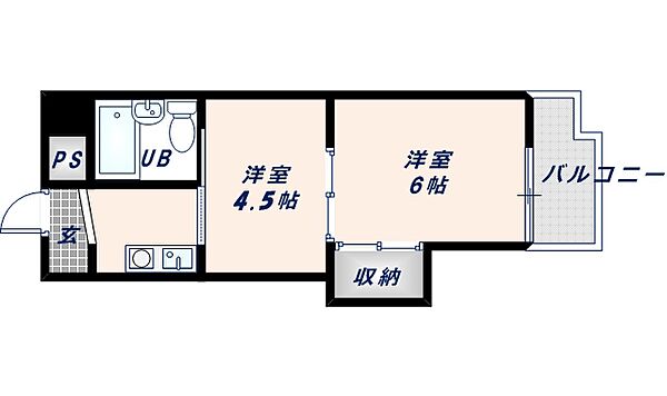 サンスリーハイツ布施 301｜大阪府東大阪市長堂1丁目(賃貸マンション2K・3階・21.55㎡)の写真 その2