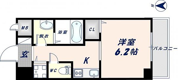 グランパシフィック大今里南 503｜大阪府大阪市東成区大今里南1丁目(賃貸マンション1K・5階・24.20㎡)の写真 その2