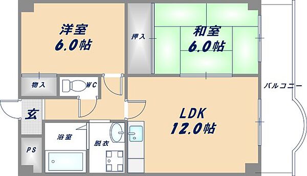 GRAND　STEADY八戸ノ里 ｜大阪府東大阪市若江西新町3丁目(賃貸マンション2LDK・1階・51.03㎡)の写真 その2