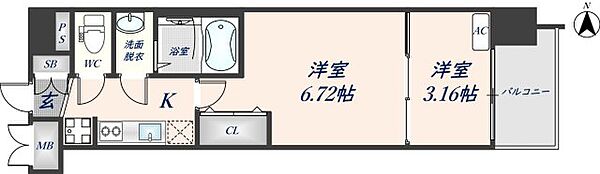 スプランディッド荒本駅前DUE 803｜大阪府東大阪市横枕西(賃貸マンション2K・8階・27.61㎡)の写真 その2