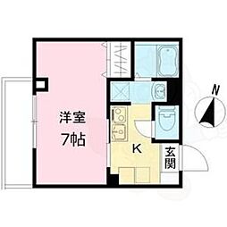 みおつくし城北 2階1Kの間取り