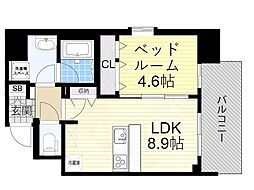ルフォンプログレ南森町 8階1LDKの間取り