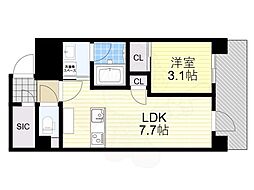 T・mission IN CRYSTAL OSAKA 2階1DKの間取り