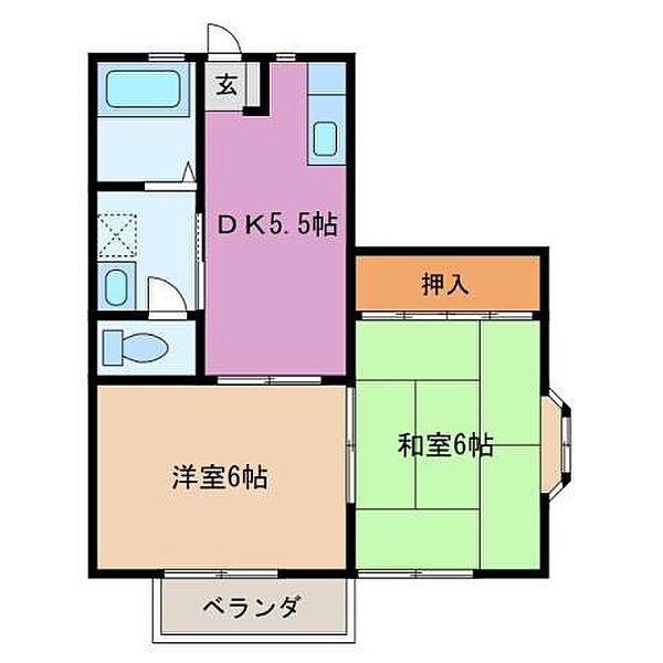 コーポシャトレ　A棟 210｜三重県名張市鴻之台３番町(賃貸アパート2DK・2階・42.23㎡)の写真 その2