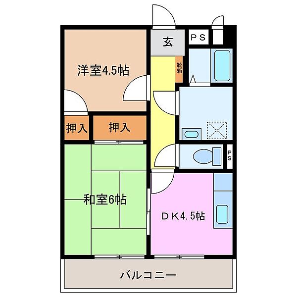 テラスハウス 303｜三重県名張市栄町(賃貸マンション2DK・3階・42.75㎡)の写真 その2
