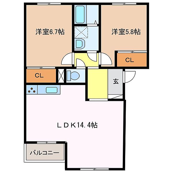 パルディアＨＭ 201｜三重県名張市南町(賃貸アパート2LDK・2階・60.20㎡)の写真 その2