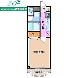 メルヴェーユ 1Kの間取図画像