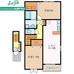 ベルオーブ8 2LDKの間取図画像