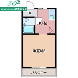 シャトレ蔵持 1Kの間取図画像