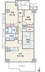 ハイエクセル芦屋南 3DKの間取図画像
