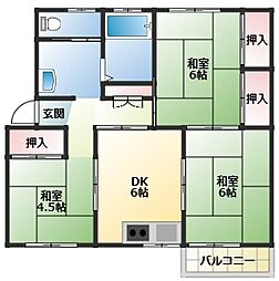 鶴甲コーポ14号館 3DKの間取図画像