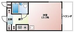 ダイドーメゾン六甲 1Kの間取図画像