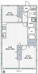 たまプラーザハイム 2LDKの間取図画像