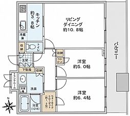 東京タイムズタワー 2LDKの間取図画像