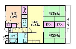 マルヤマビル 3LDKの間取図画像