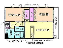 ブラヴール 2LDKの間取図画像