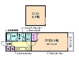 ホンジョージ6 1Kの間取図画像