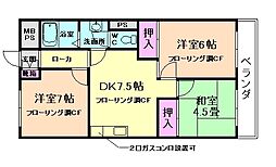 サンホワイティー箕面 3DKの間取図画像