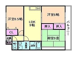 ブラン・コート外院 3LDKの間取図画像