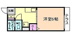 フローラ箕面 1Kの間取図画像