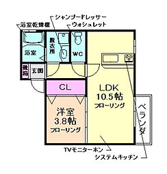 リンデンバウムA棟 1LDKの間取図画像