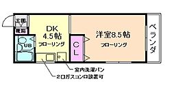 箕面牧落ラフィール 1DKの間取図画像