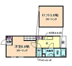 Cascademinoh 1Kの間取図画像