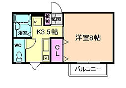 J・Yドリーム 1Kの間取図画像