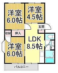 ジュピター兼六 3LDKの間取図画像