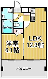 アーバハイツ六町環七北通り 1LDKの間取図画像