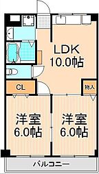 ニューグリーンハイツ 2LDKの間取図画像