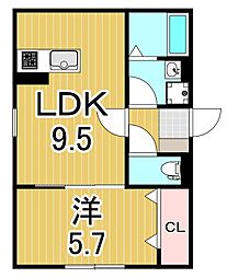 IRIS COURT TX六町 1LDKの間取図画像