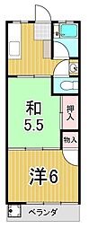 第二コーポ保木間 2Kの間取図画像